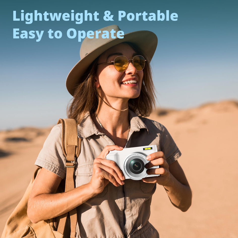4K Digital Camera For Photography, UHD Autofocus 48MP 180 Flip Screen 16X Zoom Compact Point Shoot Vlogging Camera For YouTube