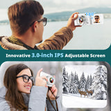 4K Digital Camera For Photography, UHD Autofocus 48MP 180 Flip Screen 16X Zoom Compact Point Shoot Vlogging Camera For YouTube