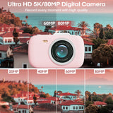 Digital Camera,5K Cameras For Photography,80MP UHD Portable Vlogging Camera,Cheap 18X Zoom Travel Point And Shoot Camera
