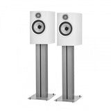 Bowers & Wilkins 606 S3 Bookshelf Speakers White with FS-600 S3 Silver Stands