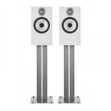Bowers & Wilkins 606 S3 Bookshelf Speakers White with FS-600 S3 Silver Stands