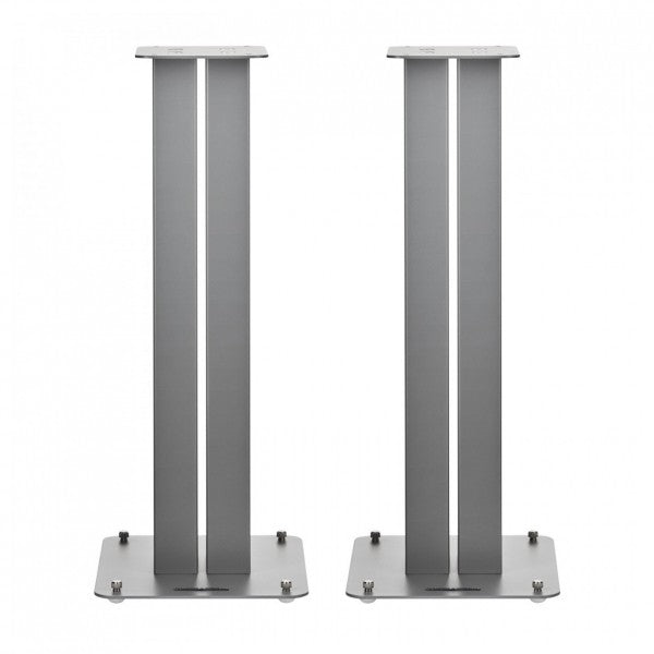 Bowers & Wilkins 606 S3 Bookshelf Speakers White with FS-600 S3 Silver Stands