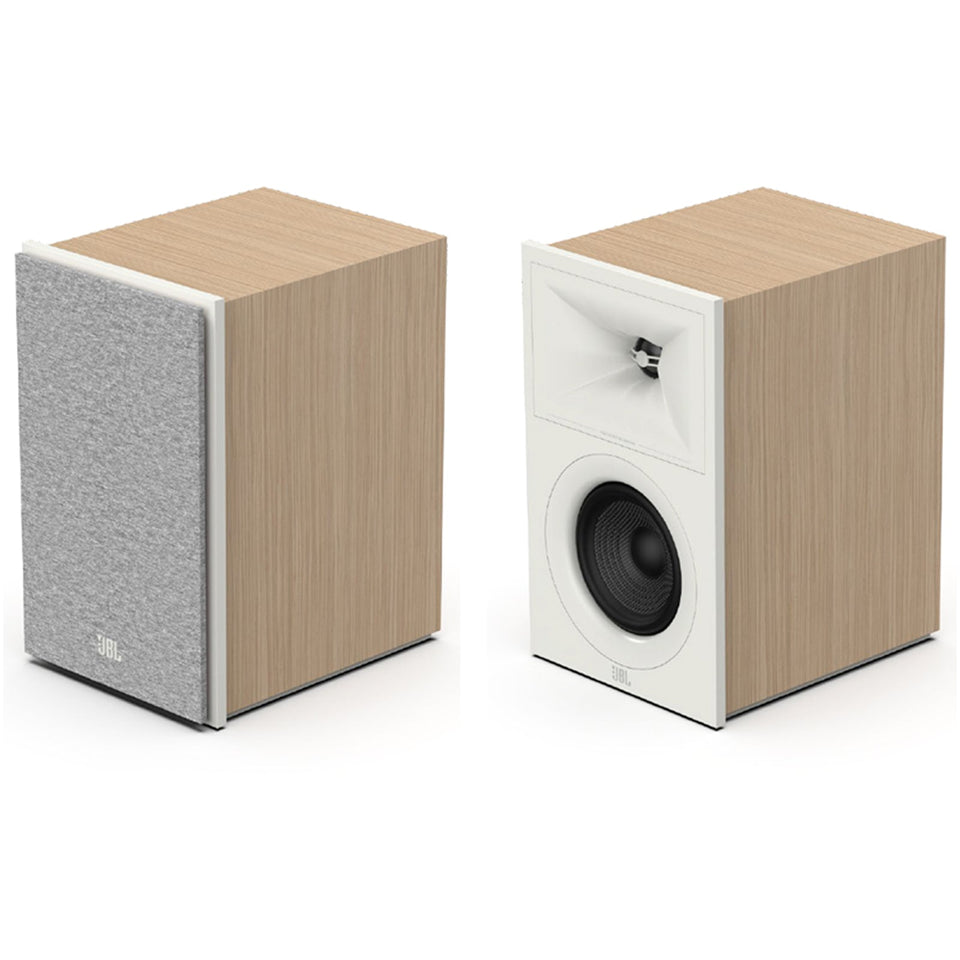 JBL STAGE 250B 2 Way 5.2 Inch Dolby Atmos Surround Sound Bookshelf Speakers Pair White